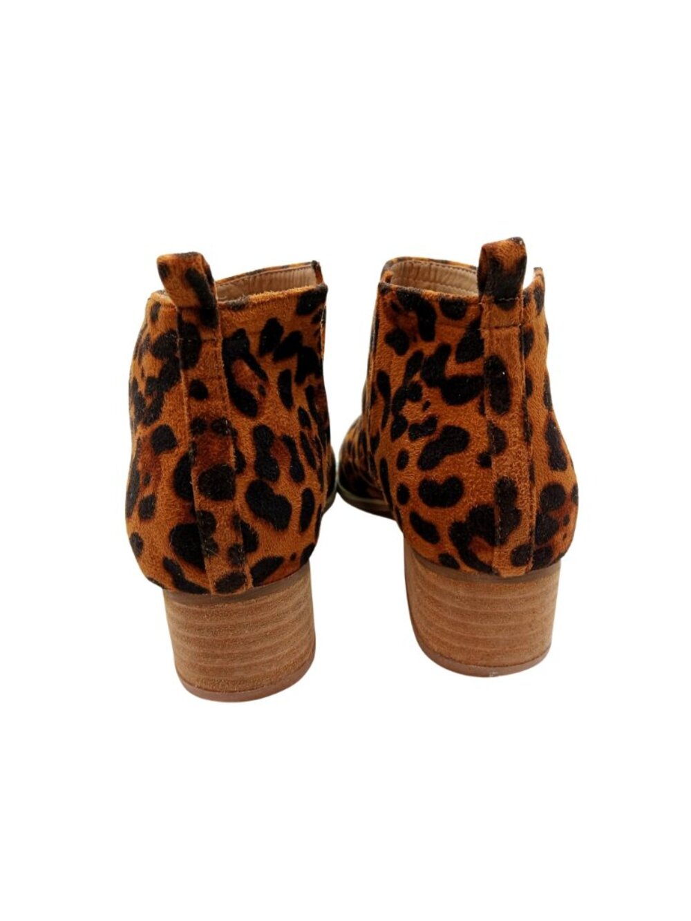 ARIDER GIRL Leopard Ankle Boots Cutout Sides Size 7.5 Block Heel Faux Suede Pony - Picture 4 of 9